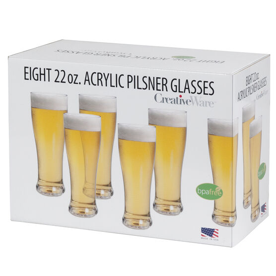 Creative Ware 8 piece Pilsner Glass Set, CLEAR, hi-res image number null