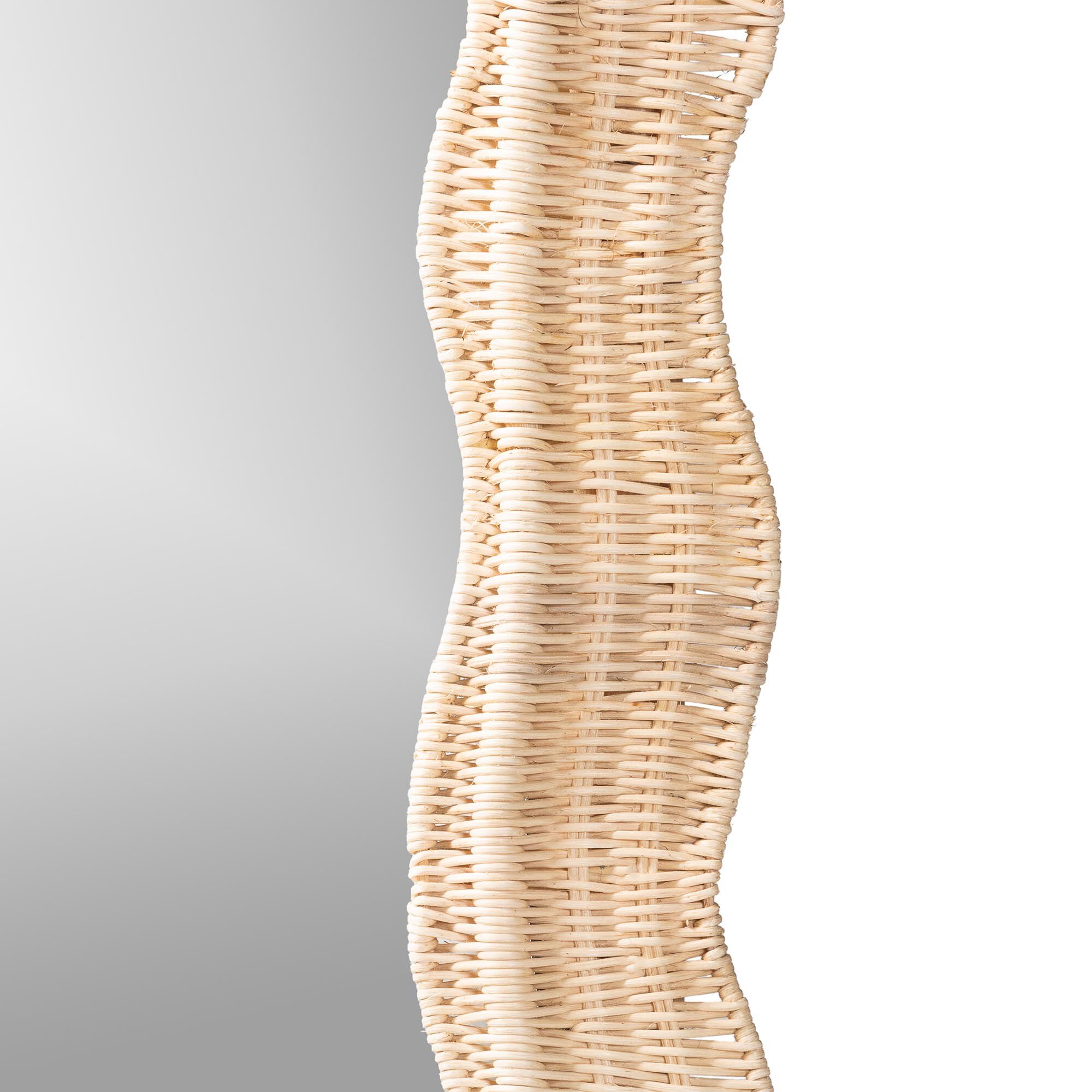 Hasana Bohemian Natural Scallop Rattan Accent Wall Mirror, NATURAL, alternate image number 3