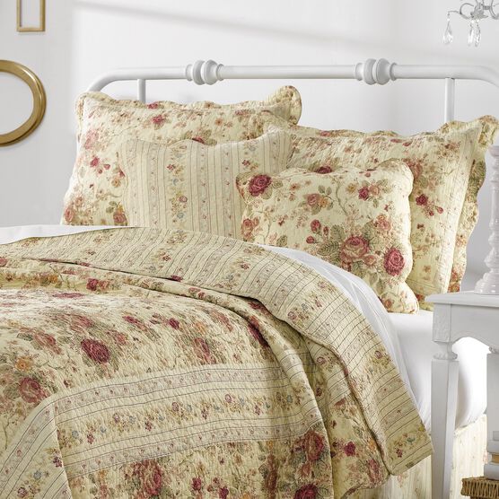 Antique Rose Quilt And Decorative Pillow Set, MULTI, hi-res image number null