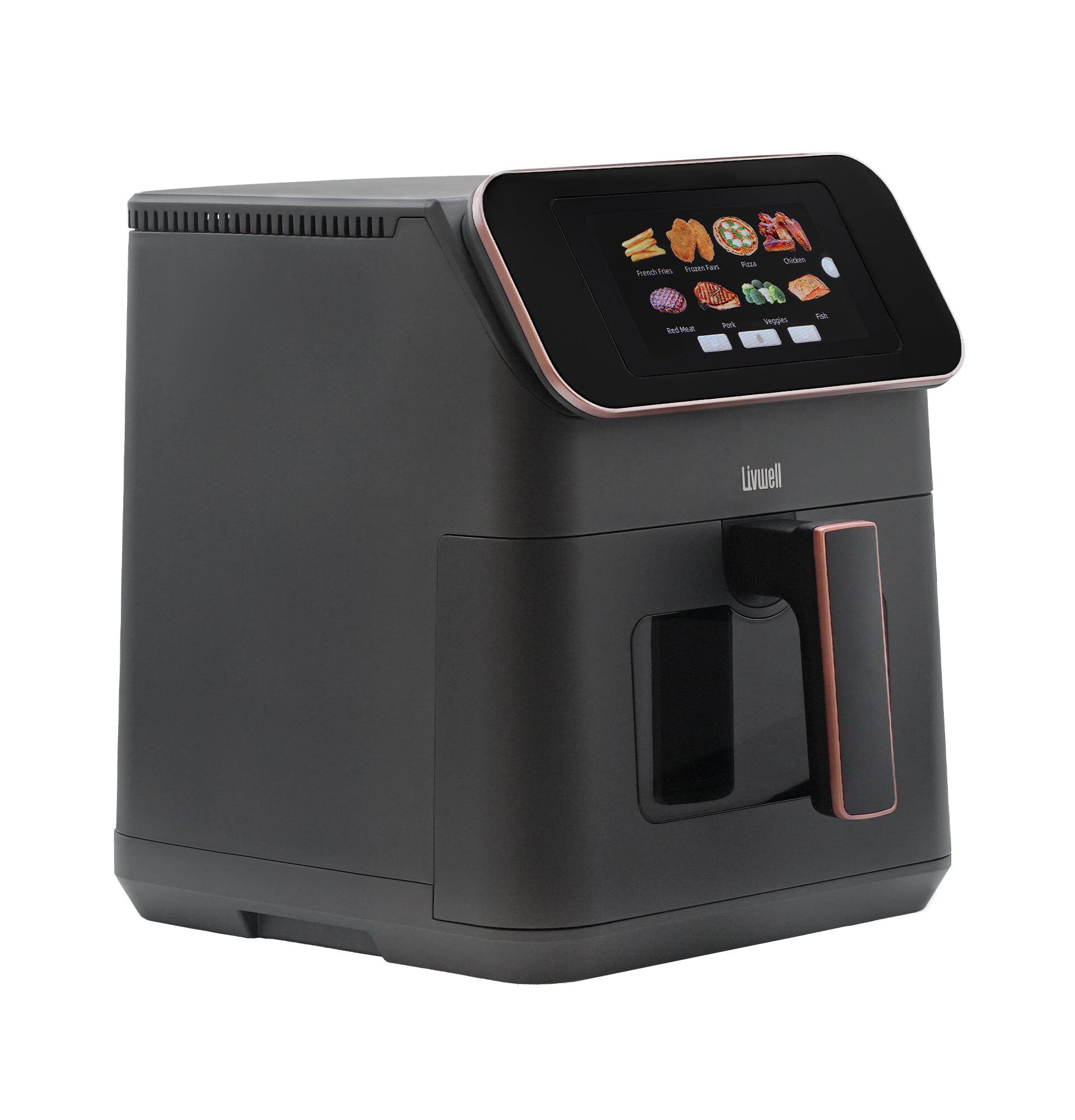 Livwell Touch IQ Matte Grey Air Fryer with Recipes, MATTE GREY, alternate image number 3