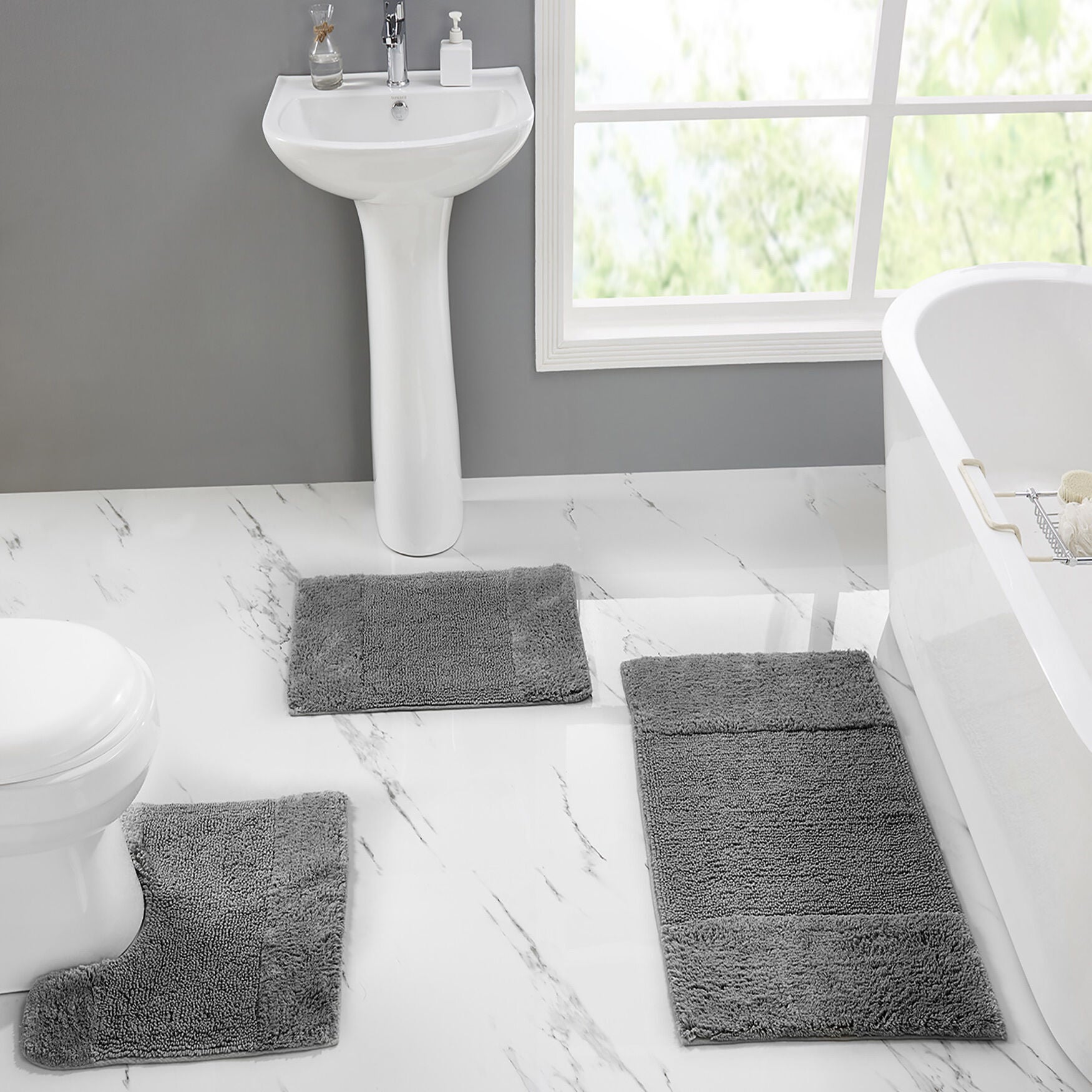 Granada Collection 100% Cotton 3 Piece (17" X 24" | 20" X 20" | 21" X 34") Bath Rug Set