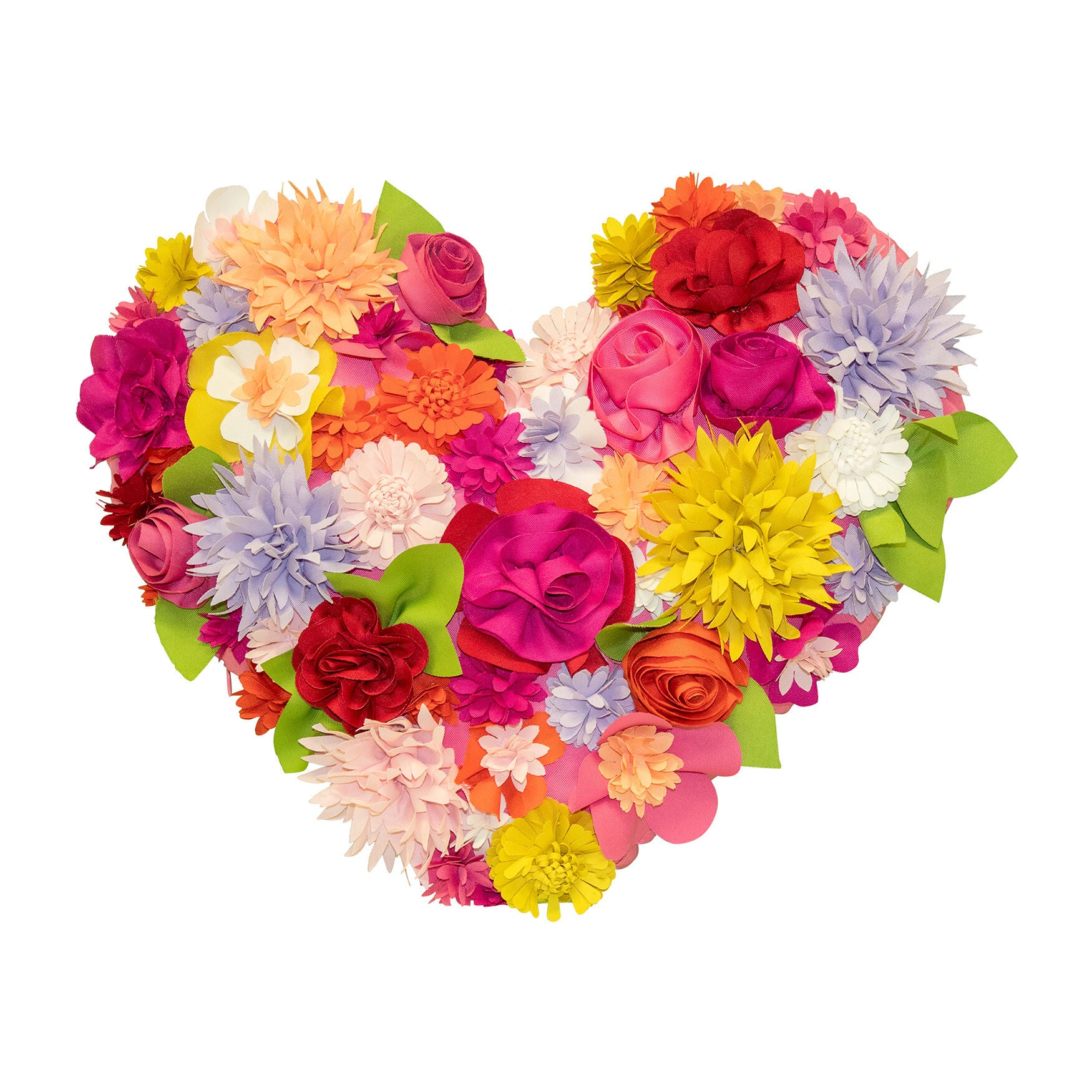 Indoor & Outdoor Floral Heart Shaped Dimensional Decorative Pillow, FUSCHIA, hi-res image number 0