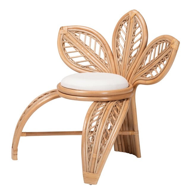 Gresham Modern Bohemian Natural Rattan Leaf Accent Chair, NATURAL RATTAN, hi-res image number null