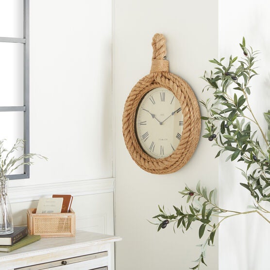 Beige Coastal Wood Wall Clock, , alternate image number null
