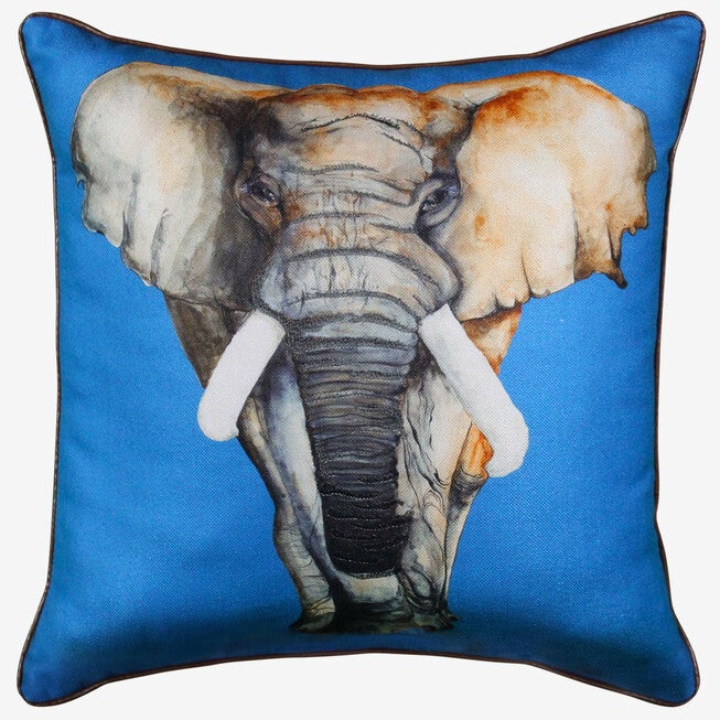 Elephant Reversible Decorative Pillow, BLUE, hi-res image number 0