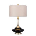 26.5" Black & Antique Brass Glass Table Lamp, , on-hover image number null