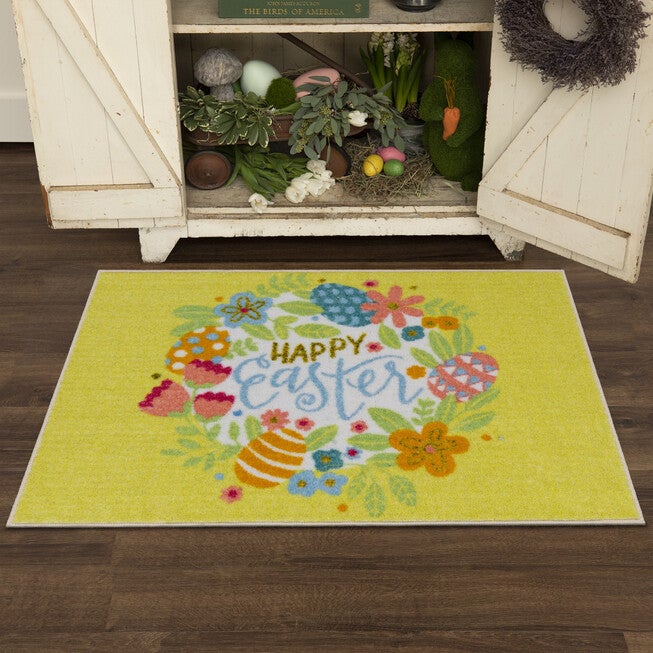 Easter Wreath Multi Kitchen Rug, , alternate image number null