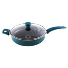 4 Quart Non Stick Aluminum Saute Pan With Lid, SEA GREEN, hi-res image number null