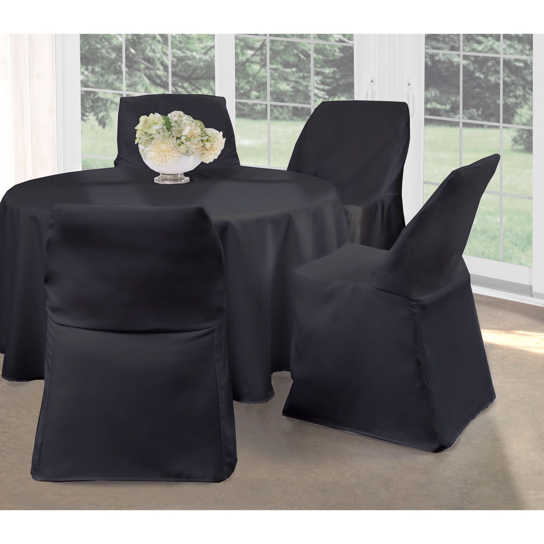 Fresh Ideas Folding Chair Cover 32 inches x 18 inches, BLACK, hi-res image number 0