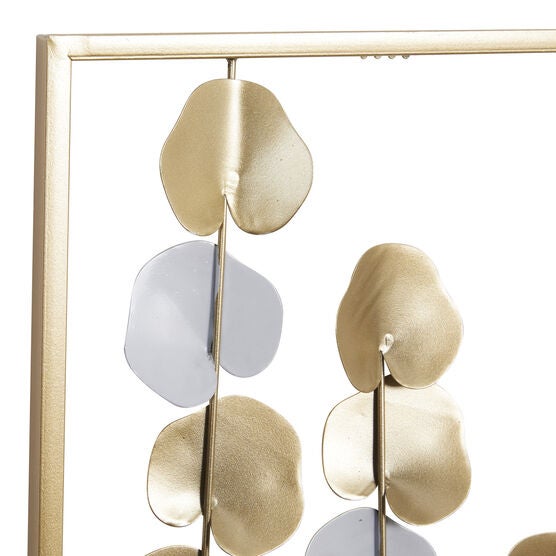 Set Of 2 Gold Metal Floral Wall Decor, , alternate image number null