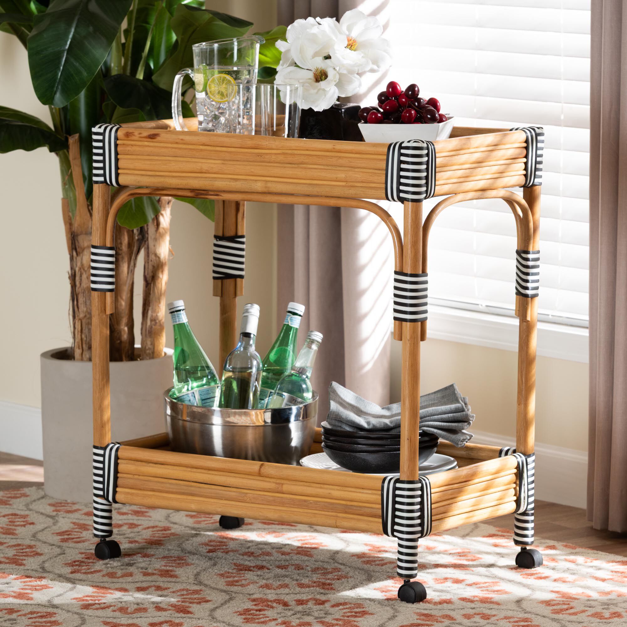 Carmine Natural Rattan Kitchen Cart