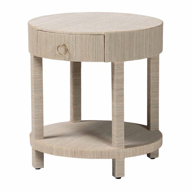 Sadia Bohemian Woven Natural Grasscloth 1-Drawer Nightstand, NATURAL/GOLD, alternate image number null