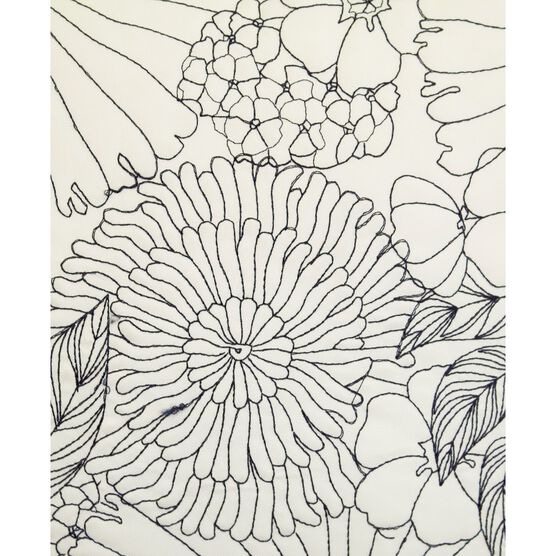 Fine Line Embroidered Floral 18x18 Indoor Outdoor Decorative Pillow, , alternate image number null