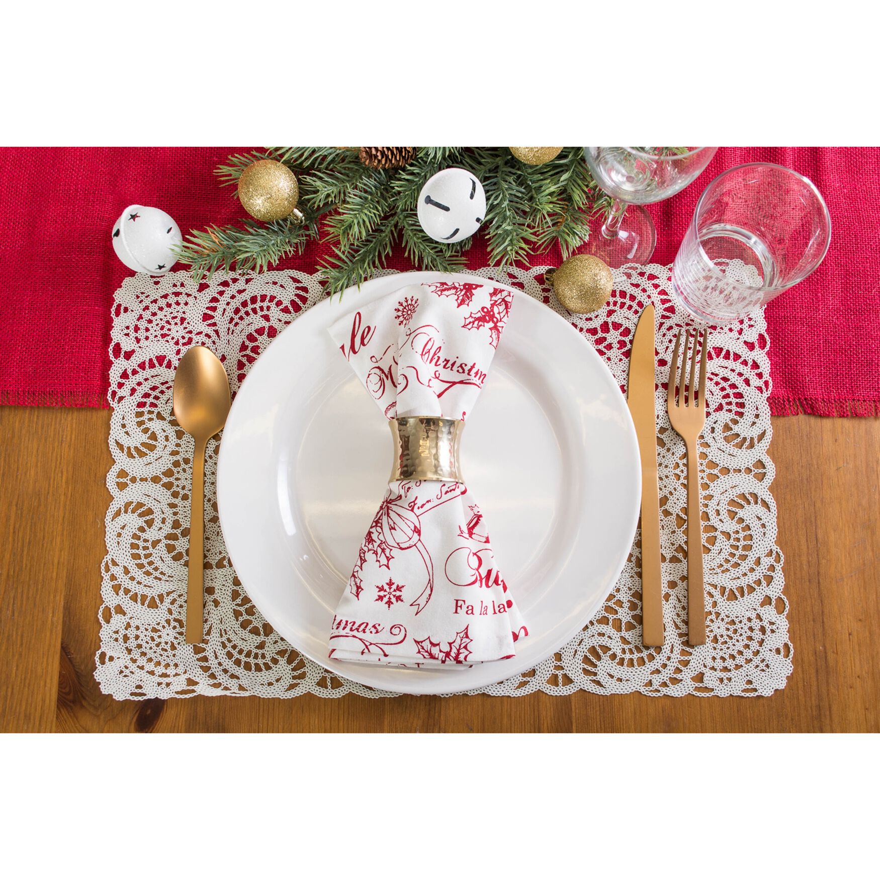 Vintage Christmas Print Napkin, Set of 6, , on-hover image number 1