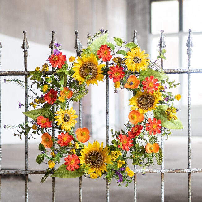 Sunflower Wreath 22 inchesD Polyester/Plastic, , alternate image number null