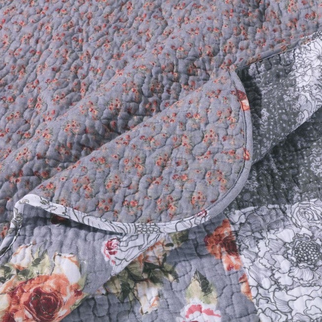Greenland Home Fashions™ Giulia Patchwork Print Quilted Throw Blanket, MULTI, alternate image number 3