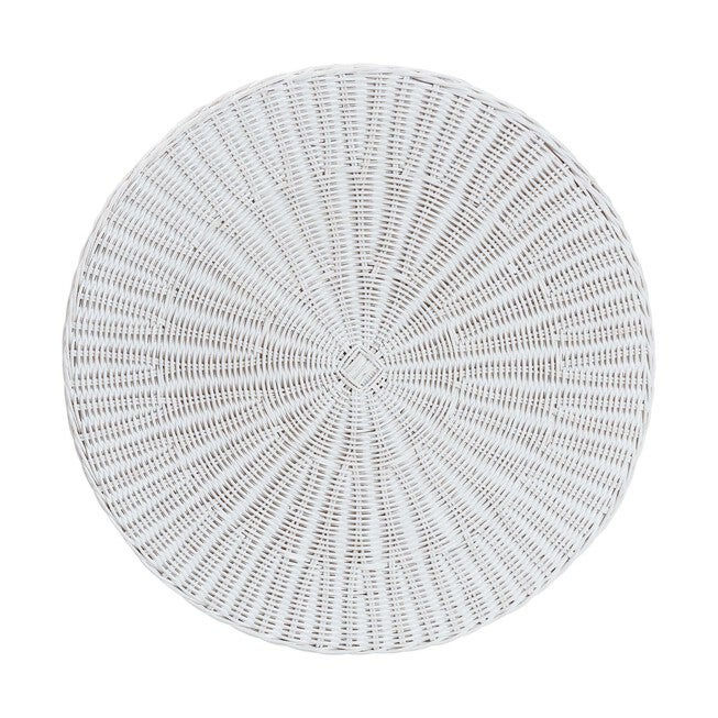 Palm Bohemian White Scallop Rattan Console Table, WHITE, alternate image number null