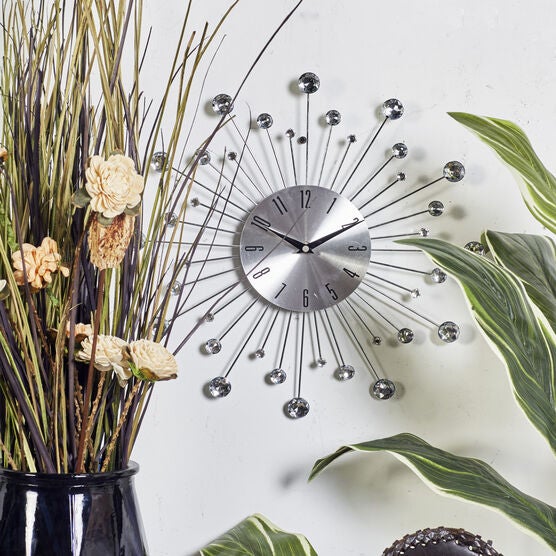 Silver Glam Metal Wall Clock, , alternate image number null