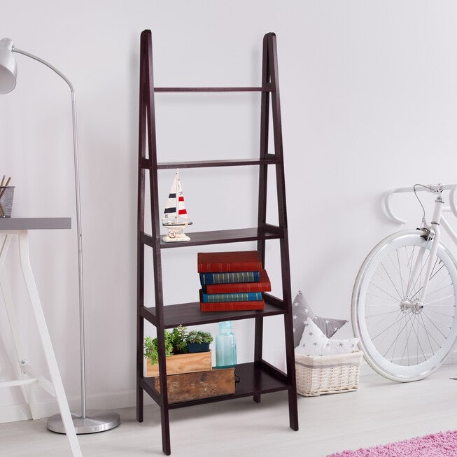 5-Shelf Ladder Bookcase-Espresso, , alternate image number 8