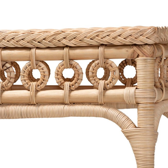 Oxford Braided Natural Rattan Console Table, BROWN, alternate image number null