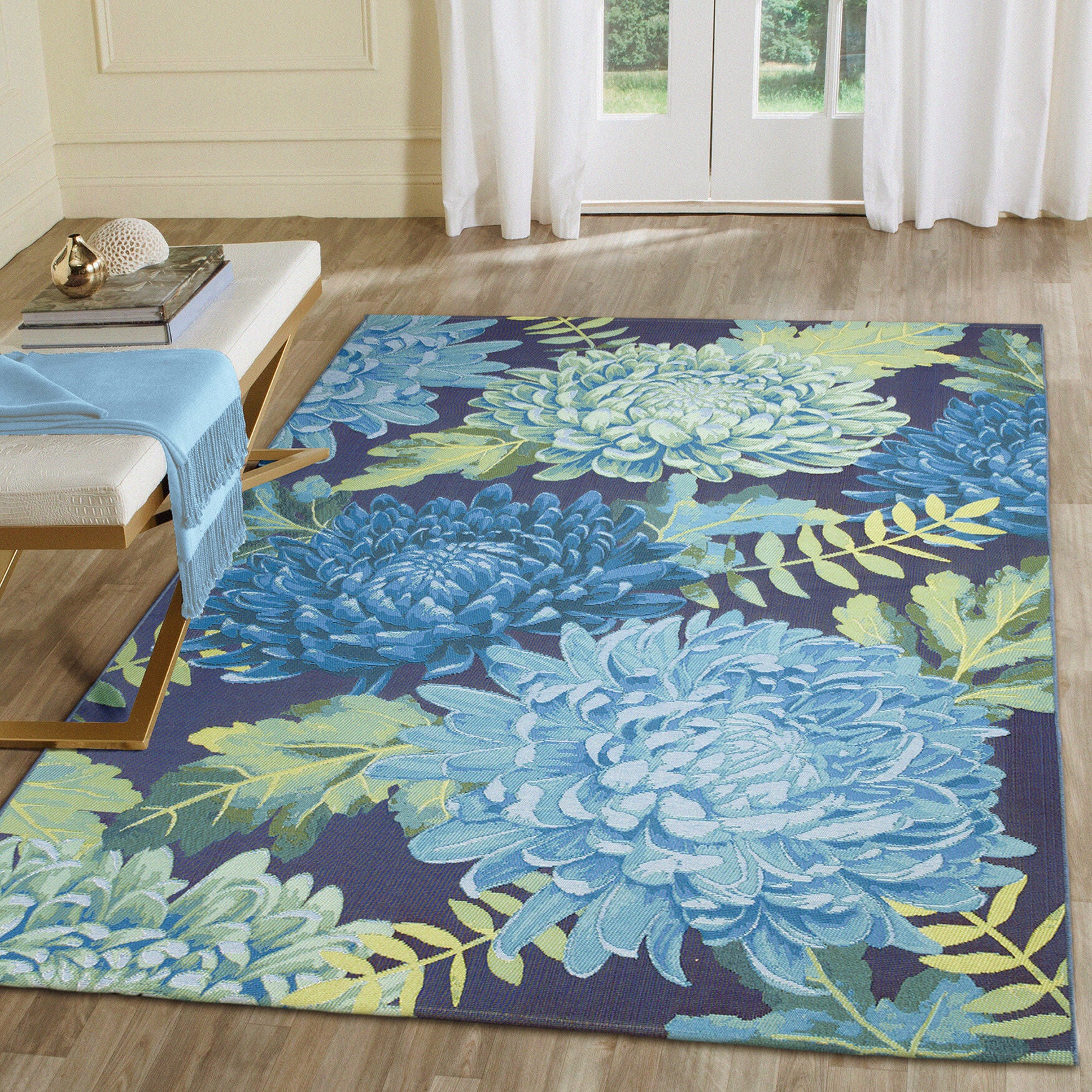 Liora Manne Marina Mum Indoor/Outdoor Area Rug Blue 7 feet 10 inches x 9 feet 10 inches, , alternate image number 9