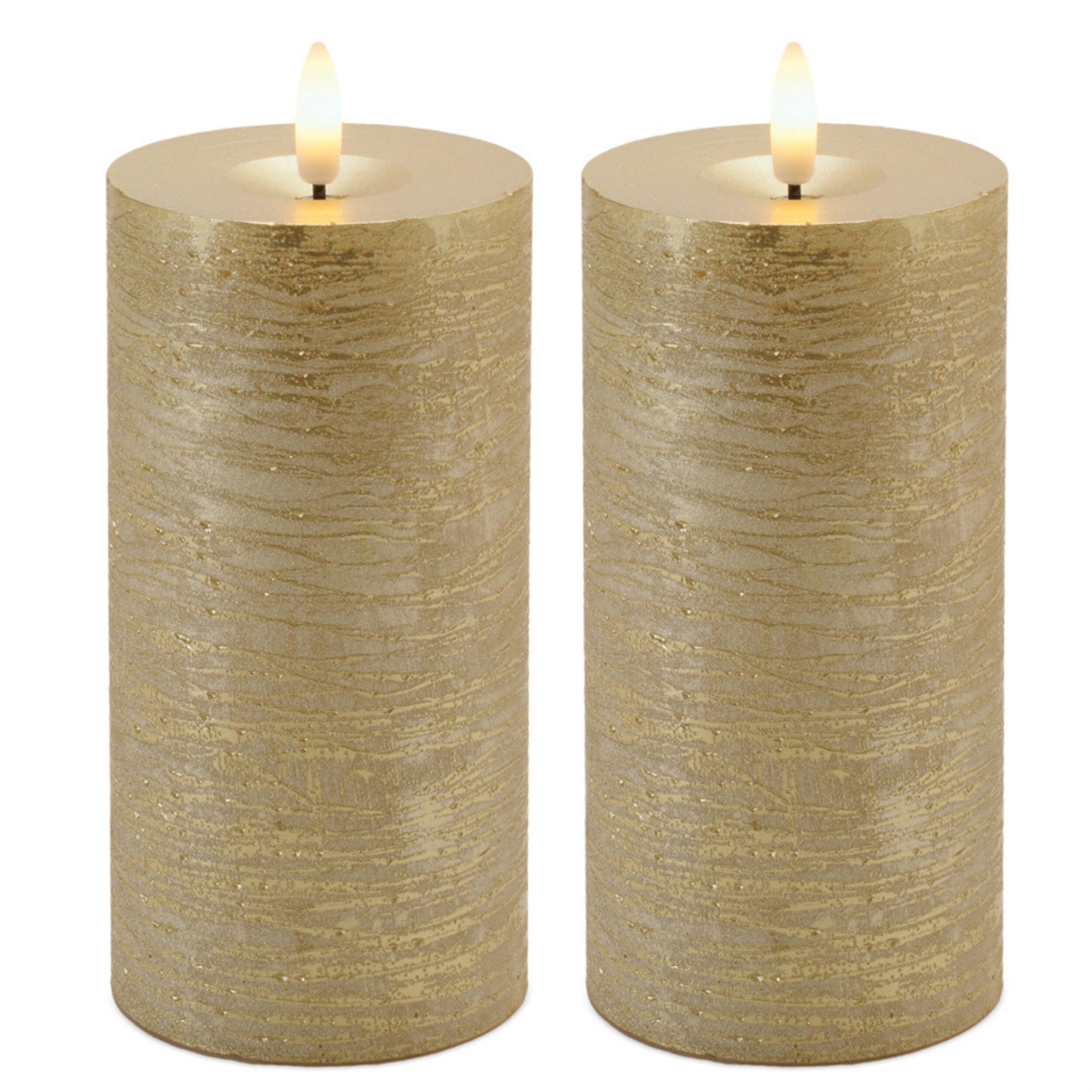 Metallic FIA Wick LED Candle (Set of 2), GOLD, alternate image number 2