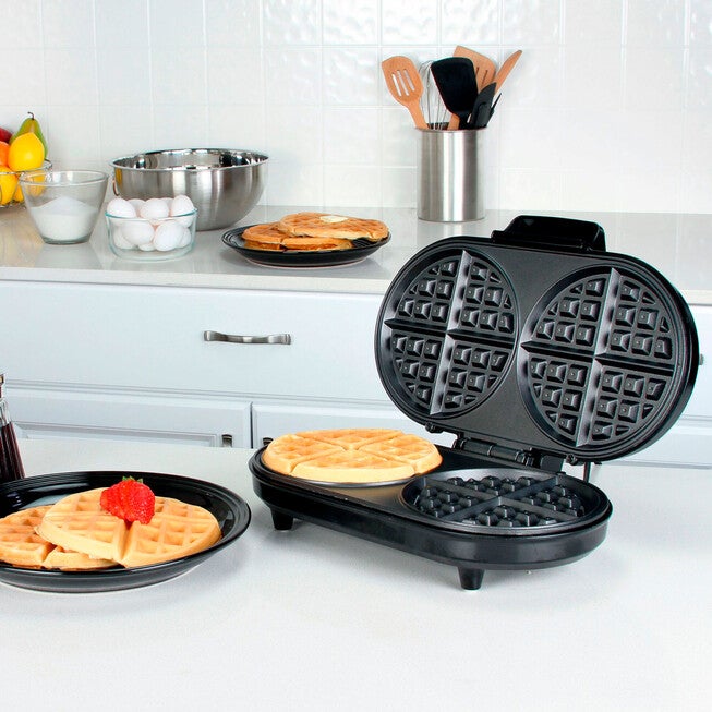 Kalorik Double Belgian Waffle Maker, BLACK, hi-res image number null