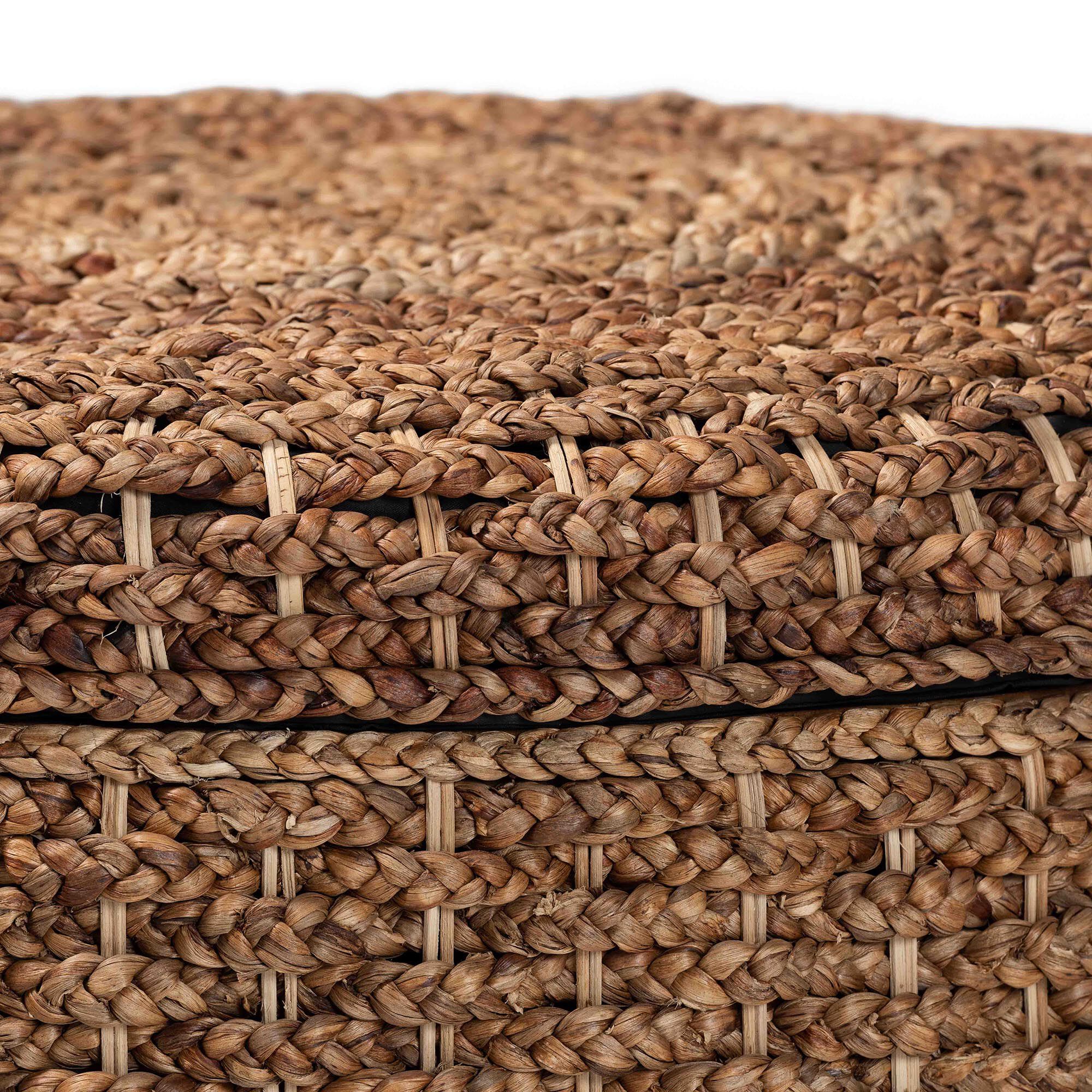 Bailey Handwoven Seagrass Storage Ottoman, Round, NATURAL BROWN, alternate image number 4