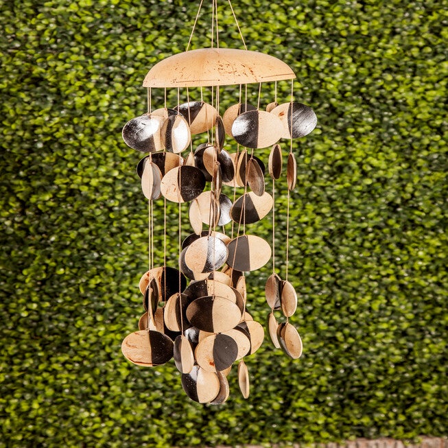 Black And Cream Coconut Shells Coastal Windchime, , alternate image number null