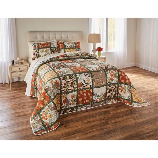 Olivia Patchwork Bedspread Collection, FLORAL MULTI, hi-res image number null