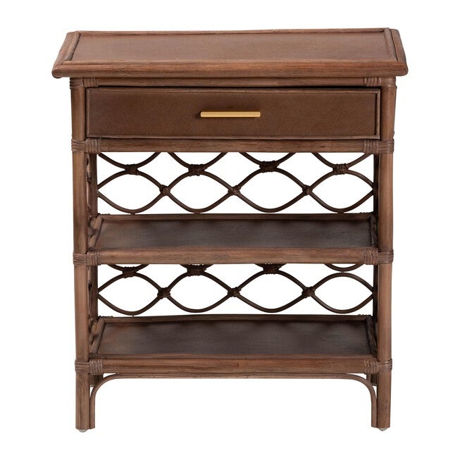 Akane Natural Rattan Nightstand, White, BROWN, alternate image number null