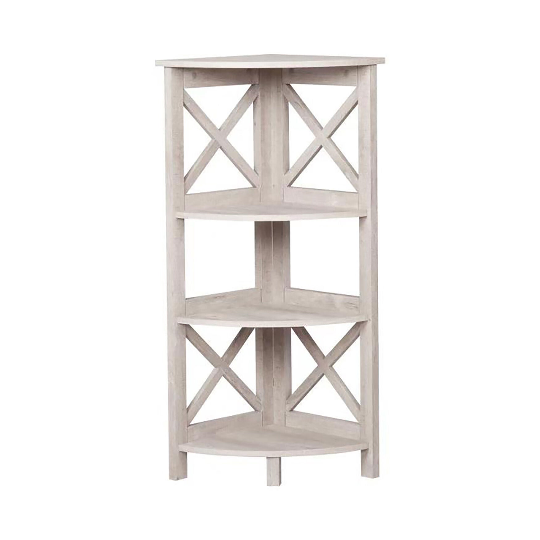 Honduras Washed Gray 3-Tier Corner Bookcase Bookcase, GREY, hi-res image number 0