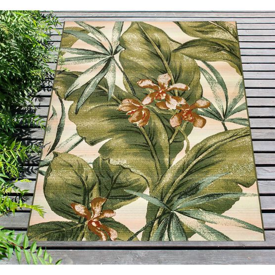 Liora Manne Marina Tropical Leaf Indoor/Outdoor Rug 23"X7'6", , on-hover image number null
