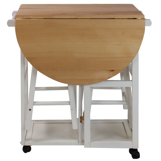 Breakfast Cart with Drop-Leaf Table-White, , alternate image number null