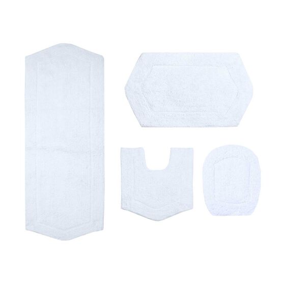 Waterford 4 Piece Set Bath Rug Collection With Lid Cover, WHITE, hi-res image number null