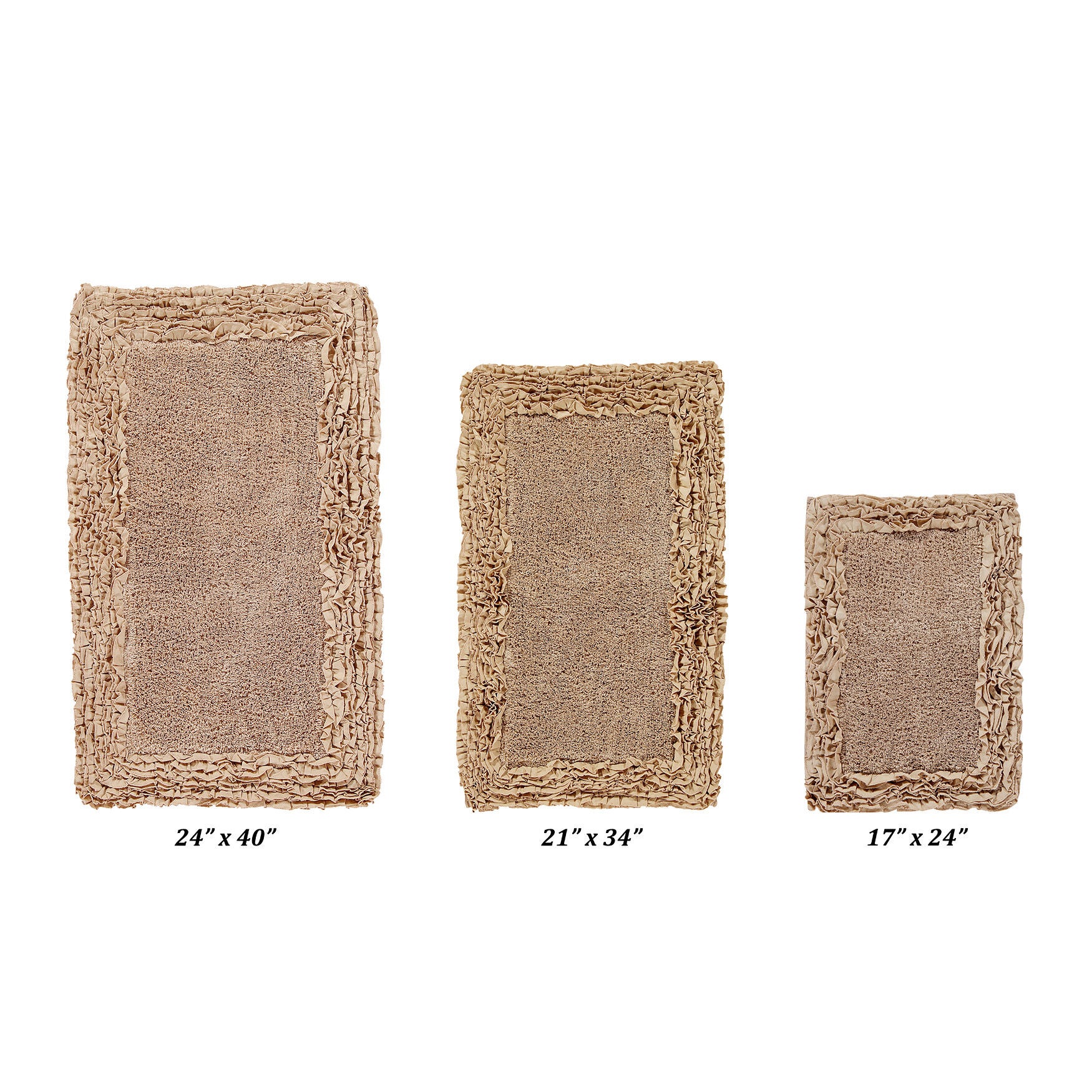 Shaggy Border Bath Rug Mat, 3 Pc Set, (17 inches X 24 inches | 21 inches X 34 inches | 24 inches X 40 inches), BEIGE, hi-res image number 0