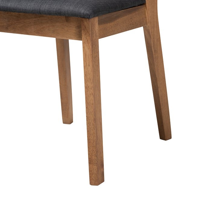 Denmark Mid-Century Modern Black Fabric And French Oak Brown Finished Rubberwood 2-Piece Dining Chair Set, , alternate image number 4