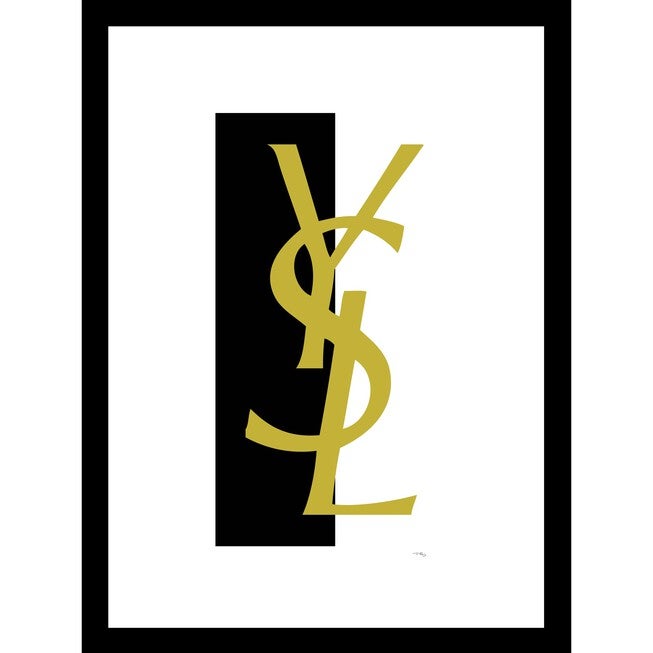 Yves Saint Laurent Logo Gold/Black 14 inches x 18 inches Framed Print, RED, hi-res image number 0