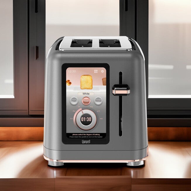 Livwell Touch IQ Matte Grey 2-Slice Toaster, MATTE GREY, alternate image number null