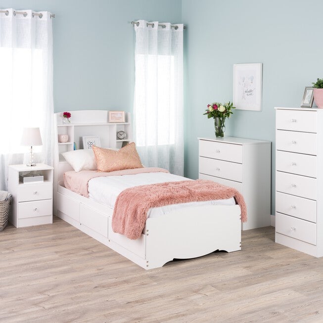 Astrid 2-Drawer Nightdstand with Acrylic Knobs, White, , alternate image number null
