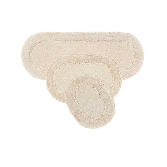 Double Ruffle 3 Piece Set Bath Rug Collection, IVORY, hi-res image number null