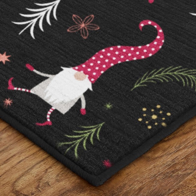 Dancing Elves Black Kitchen Rug, , on-hover image number null