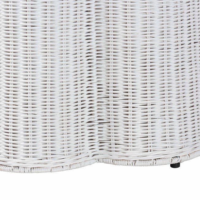 Palm Bohemian White Scallop Rattan Console Table, WHITE, alternate image number null