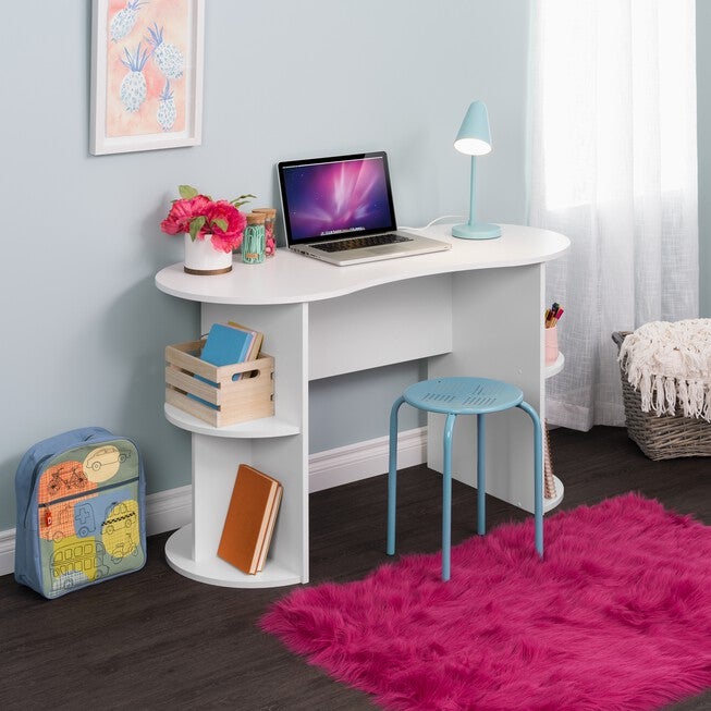 Kurv Compact Student Desk with Storage, White, WHITE, hi-res image number null