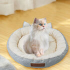 Stripe Printing poly-cotton cozy round cat bed , 18 inch, STRIPE GREY, hi-res image number 0