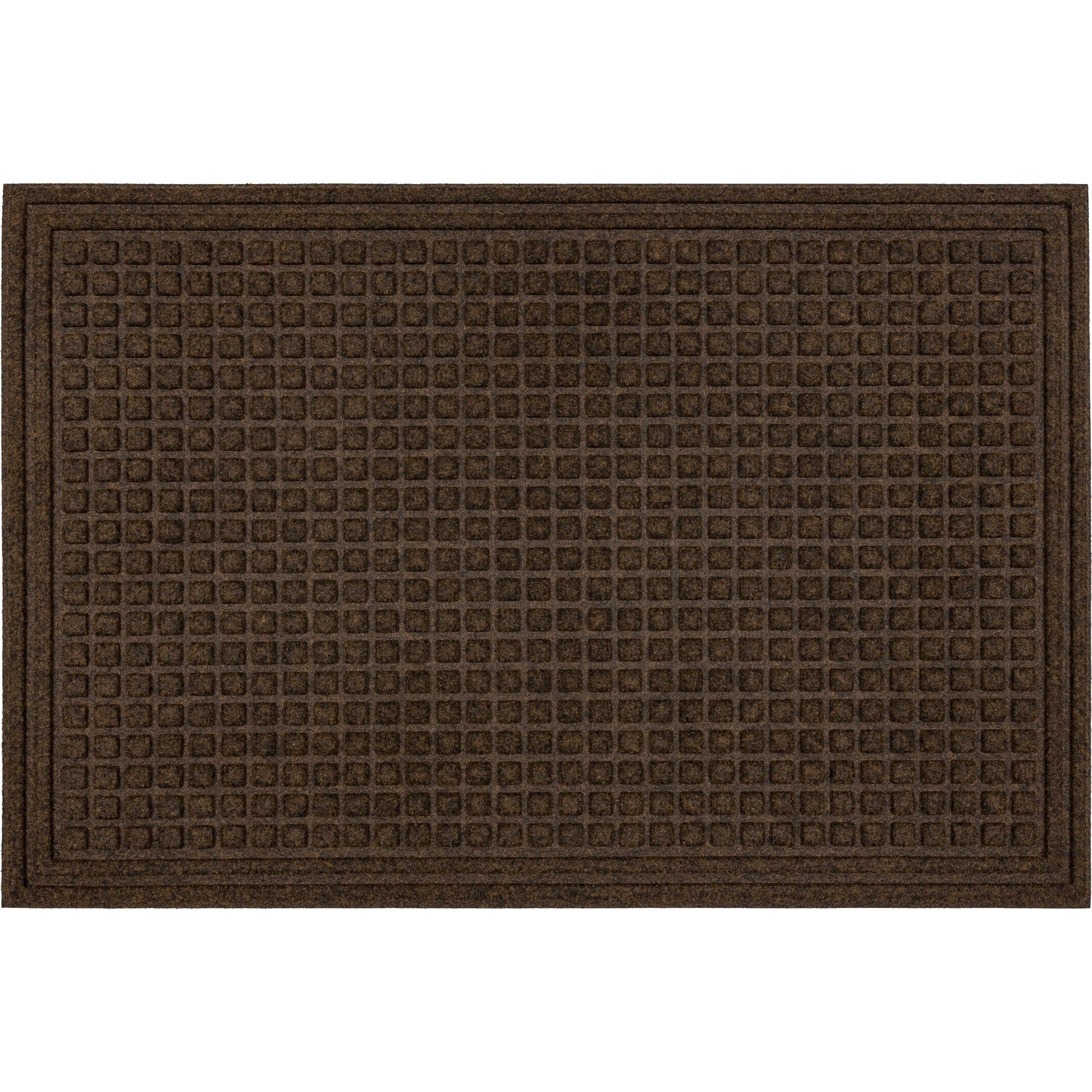 Waffle Grid Impression Door Mat, BROWN, hi-res image number 0