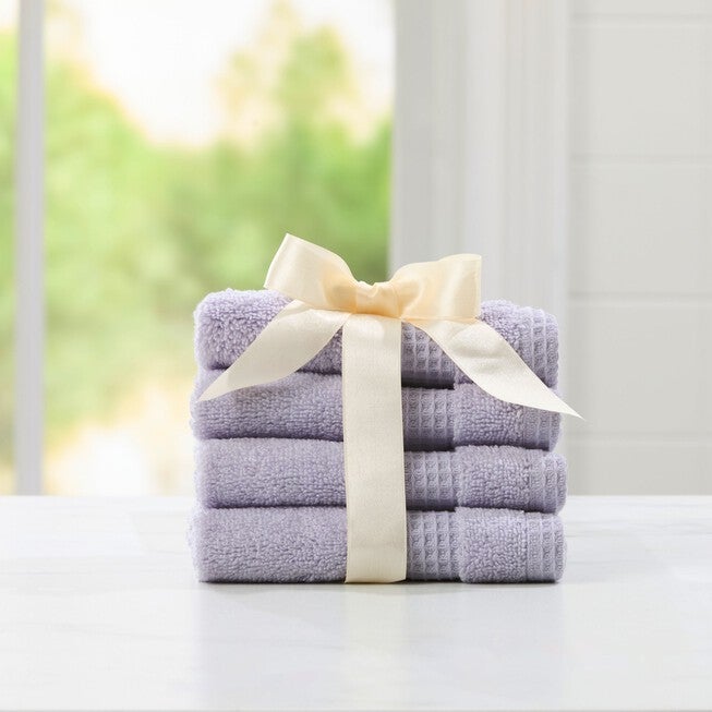 BH Collection Waffle Quick Dry 4-PC Wash Cloth Set, LILAC, hi-res image number 0