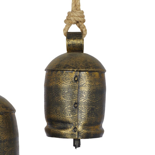 Set Of 3 Bronze Metal Rustic Windchime, , on-hover image number null