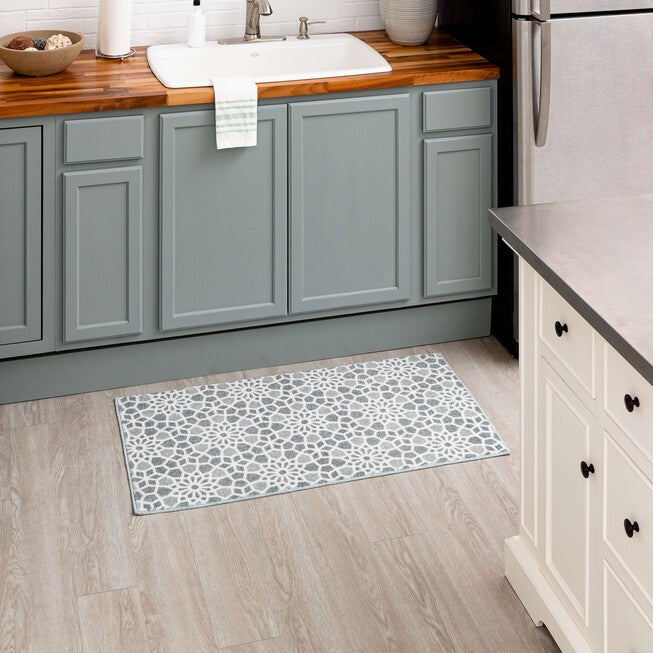 Mosaic Tile Grey Kitchen Rug, , alternate image number null