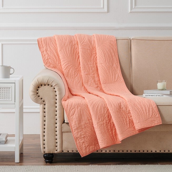 Palm Coast Throw Quilt, CORAL, hi-res image number null